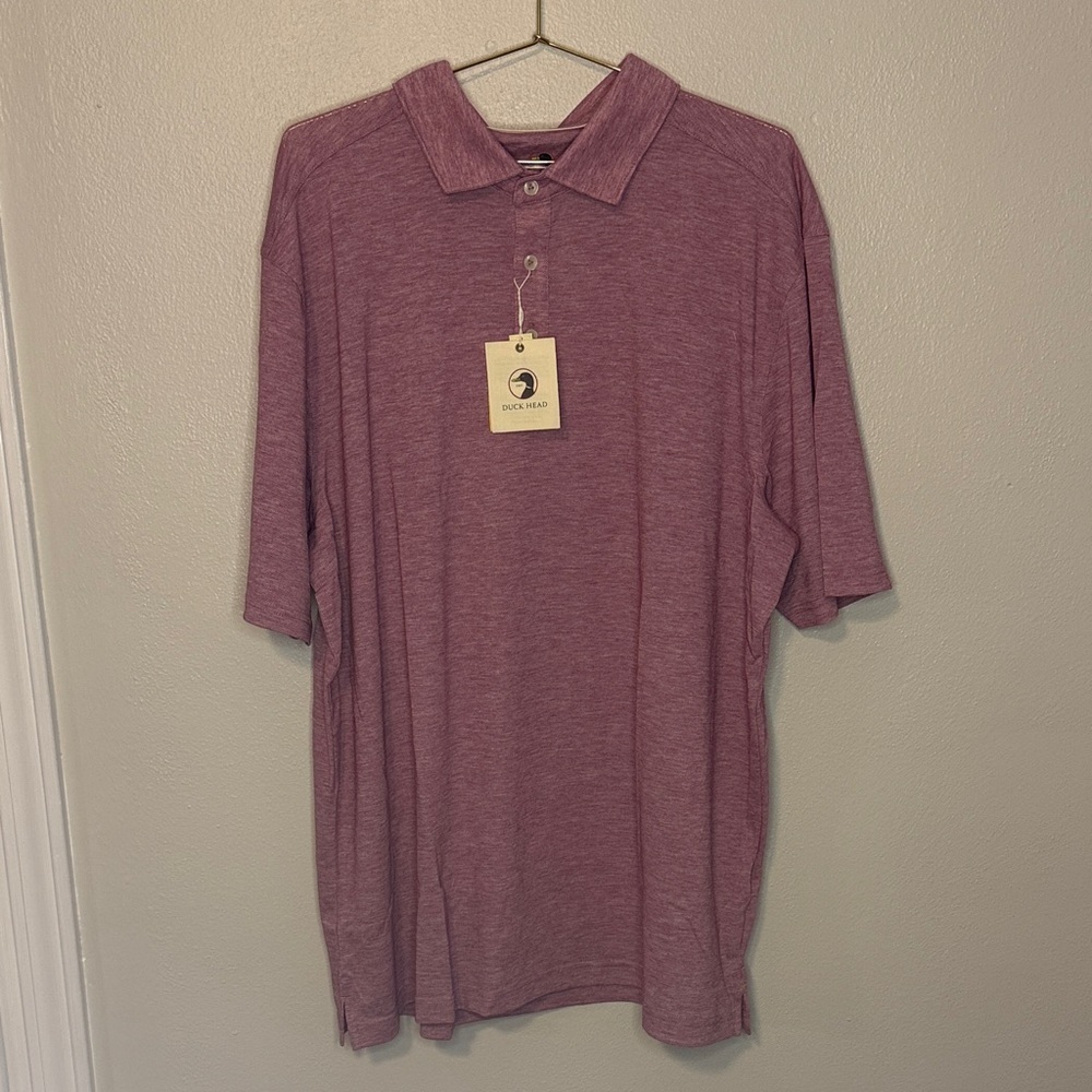 Men's Duck Head XL Performance Violet Quartz Heather Polo NWT